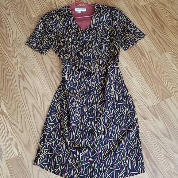 Silk Button Front Dress - Picture 1 of 5